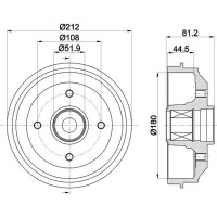 Bremstrommel Ø 212 mm Ø 12 mm HELLA passend für u.a. CITROËN ZX