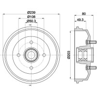 Bremstrommel Ø 239 mm Ø 13,2 mm HELLA passend für u.a. FORD ESCORT