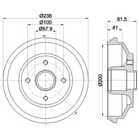 Bremstrommel Ø 238 mm Ø 12 mm HELLA passend für u.a. OPEL AGILA