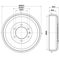 2 Bremstrommeln Ø 340 mm Ø 12,7 mm HELLA für u.a. ISUZU D-MAX