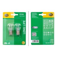 Bulb 12 V 21 W P21W BA15s crystal clear HELLA LONG LIFE...