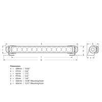 Deck spotlight Lightbar 12/24V 2200 lumen HELLA MARINE...
