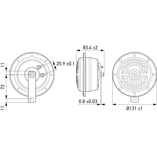 Horn 24 V 72 W 118 dBA Hochton HELLA
