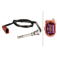 Sensor exhaust gas temperature screwed 2-pole 695mm cable HELLA for e.g. AUDI A1