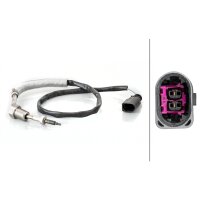 Sensor Abgastemperatur geschraubt 2-polig 540mm Kabel HELLA für u.a. AUDI A3