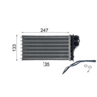 Heat exchanger heater fins joined aluminium 247mm-133mm MAHLE for CITROËN XSARA