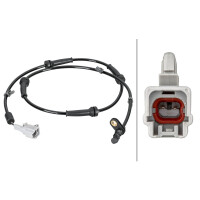 Sensor Raddrehzahl 2-polig Hallsensor 990 mm Kabel HELLA für u.a. NISSAN QASHQAI
