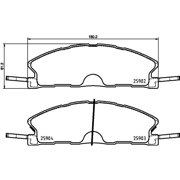 Brake pad set without wear warning 18.7 mm HELLA for FORD and others