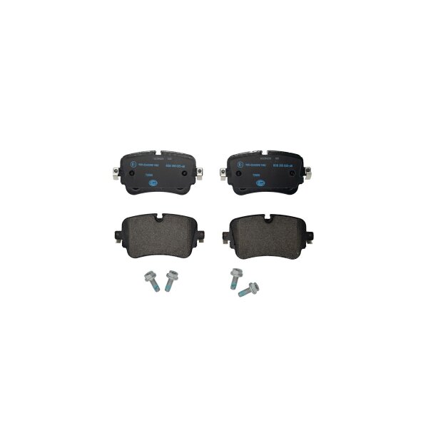 Brake pad set discs with wear warning indicator 17 mm HELLA for e.g. AUDI A6