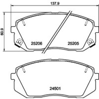 Brake pad set with wear warning 18.7 mm HELLA for KIA...