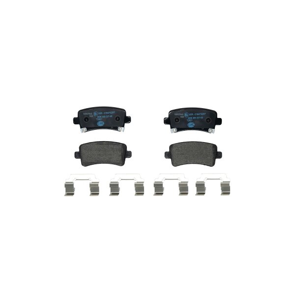 Brake pad set with wear warning 17.3 mm HELLA for e.g. OPEL INSIGNIA