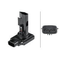 Mass air flow sensor screwed 4-pin HELLA for CITROËN C-Crosser and others