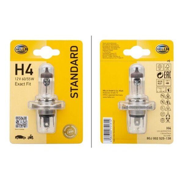 Glühlampe Hauptscheinwerfer 12 V 60/55 W H4 P43t-38 HELLA für u.a. FENDT Farmer