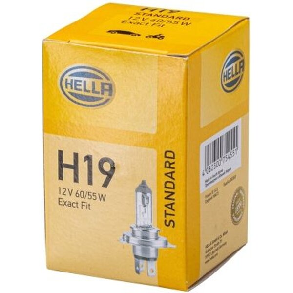 Bulb 12 V 60/55 W H19 Halogen PU43t-3 crystal clear HELLA STANDARD