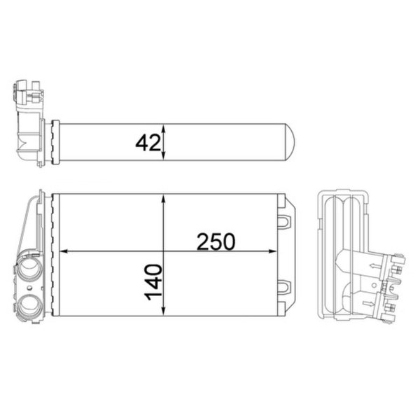 Heat exchanger interior heating MAHLE for PEUGEOT 307 (3A/C)