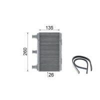 Wärmetauscher Innenraumheizung Alu 135 mm - 260 mm MAHLE für u.a. BMW 5er
