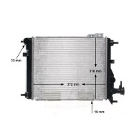 Radiator engine cooling fins brazed 372 mm - 318 mm MAHLE for HYUNDAI GETZ