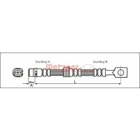 Bremsschlauch 398mm METZGER für OPEL ASTRA G