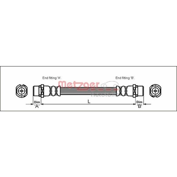 Bremsschlauch 222mm METZGER für OPEL ASTRA G