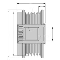 Overrunning alternator pulley 57mm HELLA for SAAB 9-3...