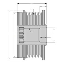 Overrunning alternator pulley Ø49mm M16x1.5 6...