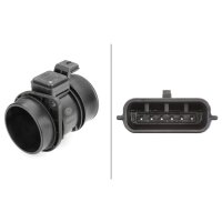 Mass air flow sensor, 6-pin HELLA pipe socket for NISSAN Qashqai +2 I and others