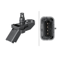 Sensor Intake Manifold Pressure 4-pin screwed HELLA for e.g. PEUGEOT PARTNER