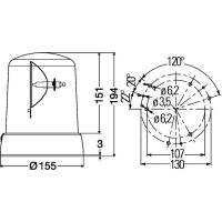 Rotating beacon halogen HELLA for ABG