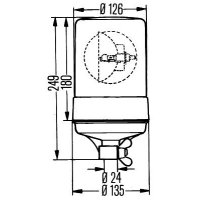 Rotating beacon halogen HELLA for AEBI DAF FIAT FORD FRUEHAUF KÄSSBOHRER MAN