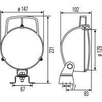 Halogen worklights HELLA W131 12/24V surface-mounted upright Close-range alignment