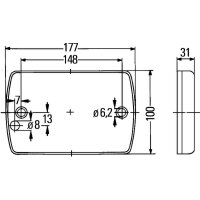 Rückleuchte rechts mit Bremslicht (LED) 24 V LED HELLA