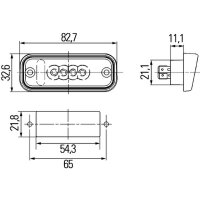 Top licence plate light 12 V LED crystal clear HELLA