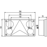 Rückleuchte rechts mit Nebelschlusslicht 24 V Glühlampen-Technologie P21/5W HELLA