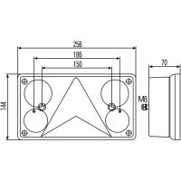 Rückleuchte rechts mit Nebelschlusslicht 24 V Glühlampen-Technologie P21/5W HELLA