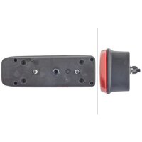Rückleuchte rechts mit Rückstrahler (dreieckig) 24 V Glühlampen-Technologie P21W HELLA