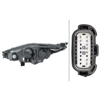 Main headlight right 12 V H7/H1 halogen HELLA for FORD...