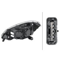 Headlight right 12 V H7/H7 halogen HELLA suitable for e.g. RENAULT CLIO