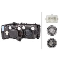 Main headlamp left 24 V H7/H1 halogen HELLA