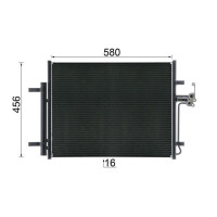 Air conditioning condenser with dryer pipes parallel MAHLE for e.g. VOLVO V70