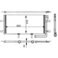 Condenser air conditioning no dryer tubes parallel MAHLE for e.g. VW TRANSPORTER