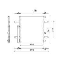 Condenser air conditioning with dryer tubes parallel MAHLE for e.g. MB ATEGO