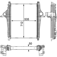Intercooler cooling fins soldered alu 535 mm - 712 mm MAHLE for e.g. MAN TGM