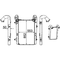 Intercooler cooling fins brazed aluminium 553 mm - 852 mm MAHLE for DAF XF