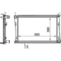 Radiator engine cooling fins brazed 500 mm - 356 mm MAHLE for e.g. FORD FIESTA