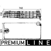 Coolant expansion tank 742 mm x 321 mm x 130 mm MAHLE for e.g. MAN M