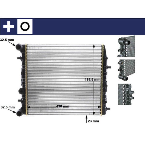 Water cooler with sealing ring MAHLE for SKODA FABIA I (6Y2)