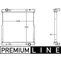 Kühler Motor Kühlrippen gelötet 555 mm - 568 mm MAHLE für u.a. IVECO EUROCARGO