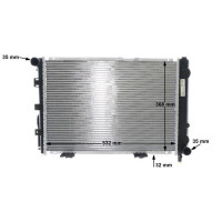 Kühler Motor Rippen gelötet 532 mm - 368 mm MAHLE für u.a. MERCEDES-BENZ 124