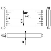 Wärmetauscher Innenraumheizung Alu 360 mm - 170 mm MAHLE für u.a. MB VITO